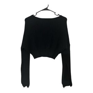 Chic Black Women's Sweater cropped viscose ribbed size small